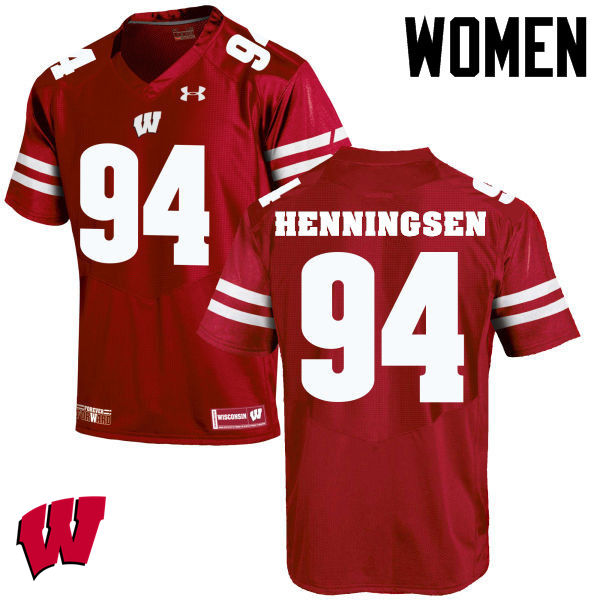 Wisconsin Badgers Women's #94 Matt Henningsen NCAA Under Armour Authentic Red College Stitched Football Jersey EQ40L72HZ